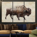 Buffalo Wall Art, Western Bison Canvas Print, Rustic Buffalo