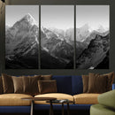 Everest Himalaya Mountain Peaks Black & White Triptych by MyGreatCanvas | Canvas Wall Art Prints | Photo Prints & Wall Decor