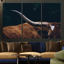 Texas Longhorn Bull Wall Art Canvas Print - Large Framed