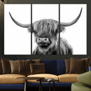 Grayscale Scottish Highland Cow Cattle Art Print Farmhouse by MyGreatCanvas | Canvas Wall Art Prints | Photo Prints & Wall Decor