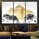 Golden Mountain Triptych Wall Art Canvas Print, Modern