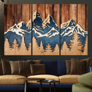 Rustic Wood Style Mountain Wall Art, Nature Forest Canvas