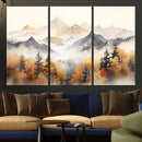 Abstract Mountain Wall Art | Misty Mountain Forest and
