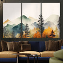 Abstract Watercolor Mountains and Trees Autumn Wall Art,