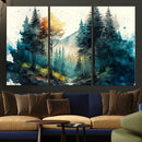 Watercolor Trees Forest Abstract Wall Art Canvas Print,