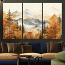 Golden Autumn Forest Wall Art Canvas | Mountain Landscape