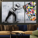 Banksy Art Behind the Curtain Street Wall Art Canvas Print |