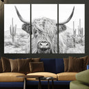 Rustic Charm | Cow Longhorn Black White Bighorn Wall Art