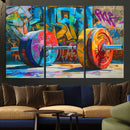 Fitness Gym Barbell Graffiti Wall Art Canvas Print