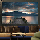 Mountain Lake Wood Pier Canvas Wall Art Nature Lake Print