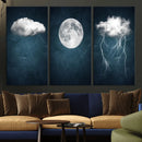 3 Piece Indigo Cloud Wall Art, Thunderstorm Moon Cloud by MyGreatCanvas | Canvas Wall Art Prints | Photo Prints & Wall Decor