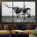 Texas Black White Highland Longhorn Cow Wall Art Canvas by MyGreatCanvas | Canvas Wall Art Prints | Photo Prints & Wall Decor