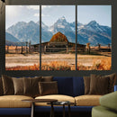 Vintage Old Barn Field Wall Art Canvas Print for Farmhouse