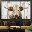 Rustic Longhorn Bull Wall Art Canvas Set – Western-Inspired by MyGreatCanvas | Canvas Wall Art Prints | Photo Prints & Wall Decor