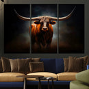 Abstract Texas Longhorn Wall Art Print | 3-Panel Large Texas by MyGreatCanvas | Canvas Wall Art Prints | Photo Prints & Wall Decor