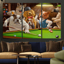 Dogs Playing Pool Canvas Wall Art Funny Gifts Dog Print