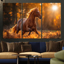 Running Horse Sunset Forest Wall Art Canvas Print