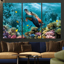 Sea Turtle and Coral Reef Triptych Wall Art – Vibrant by MyGreatCanvas | Canvas Wall Art Prints | Photo Prints & Wall Decor