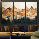 Rustic Wood Mountain Wall Art Print | Triptych Giclee Print