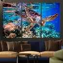 Underwater Coral Reef Sea Turtle Wall Art Canvas Print,