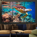 Sea Turtle Wall Art Canvas Print – Vibrant Ocean Coral Reef