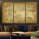 Vintage Game of Thrones Map Wall Art | Westeros and Essos