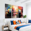 Weightlifting Barbell Art Triptych, Bold Abstract Fitness
