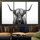 Highland Wall Art Canvas Print – Minimalist Black and White