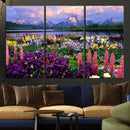 Vibrant Wildflower Garden and Mountain View Giclee Canvas
