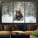 Grizzly Bear Wall Art – Framed Snowy Forest Canvas Artwork, by MyGreatCanvas | Canvas Wall Art Prints | Photo Prints & Wall Decor
