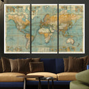 Push Pin World Map Canvas Print – Travel Tracker Wall Art