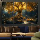 Golden Tree of Life Canvas Wall Art Print - Majestic Glowing