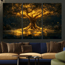 Golden Tree of Life Canvas Wall Art Print - Majestic Glowing