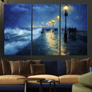 Abstract Stormy Ocean Pier Canvas Wall Art Print | Stormy