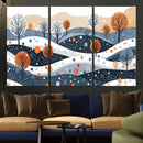 Abstract Winter Landscape Canvas Wall Art Print -  Large