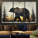 Vintage Bear Wall Art Canvas Print for Farmhouse - Mountain
