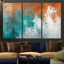 Vintage Abstract Print - Bold Teal and Orange Canvas Wall