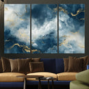 Large Abstract Print - Luxe Blue and Gold Abstract Canvas