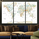 Animal World Map for Kids Room Decor