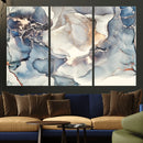Abstract Blue and Gold Canvas Wall Art - Fluid Modern Ink