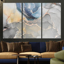 Large Abstract Blue and Gold Canvas Wall Art | Fluid Ink