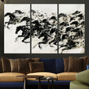 Abstract Horse Wall Art Canvas Print - Dynamic Black Ink