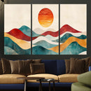 Southwest Mountain Wall Art Canvas Print – Boho Triptych