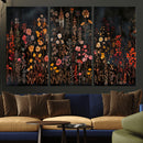 Dark Floral Canvas Wall Art - Moody Botanical Flower Print -