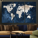 Vintage World Map Canvas Wall Art - Framed Map Print for