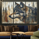 Rustic Wolf Wall Art Canvas Print – Vintage Woodland