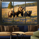 Grizzly Bear Family Wall Art Canvas Print – Majestic