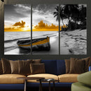 Yellow Rowboat Wall Art – Framed Tropical Shoreline Canvas by MyGreatCanvas | Canvas Wall Art Prints | Photo Prints & Wall Decor