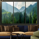 Misty Forest Mountain Wall Art Canvas Print – Framed Serene