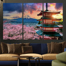 Mount Fuji Cherry Blossom Wall Art Canvas Print – Framed